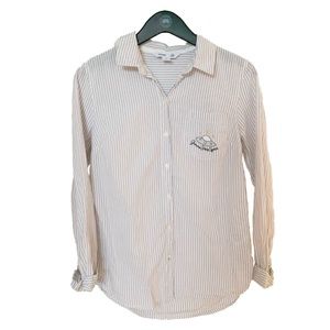 Old Navy Classic Embroidered Striped Button Down